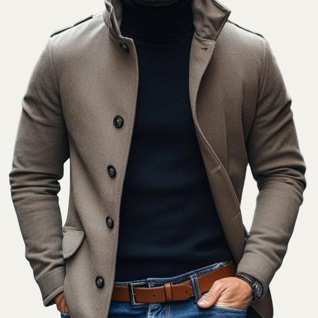 Classic Fit Wool Pea Coat for Men