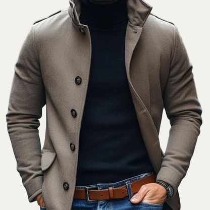 Classic Fit Wool Pea Coat for Men