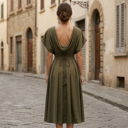 Casual Fit V Neck Floral Midi Dress for Women