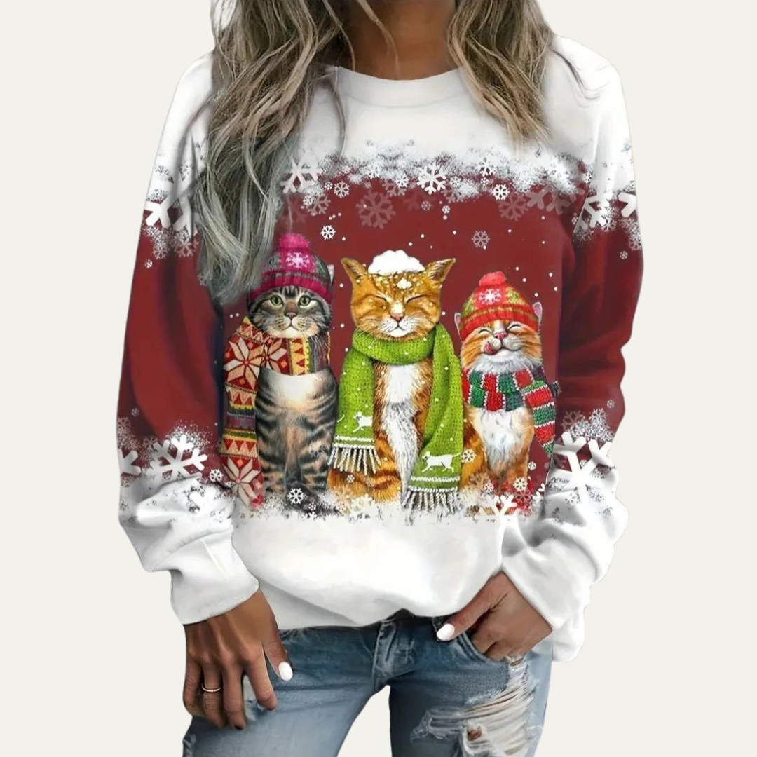 Cozy Animal Print Crew Neck Sweater