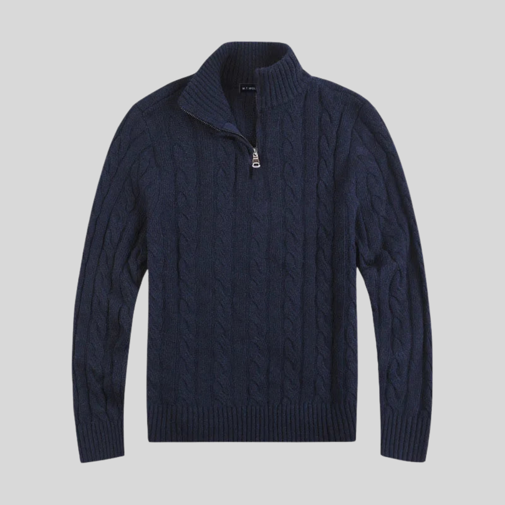Men's Warm Crew Neck Quarter Zip Jumper Sweater