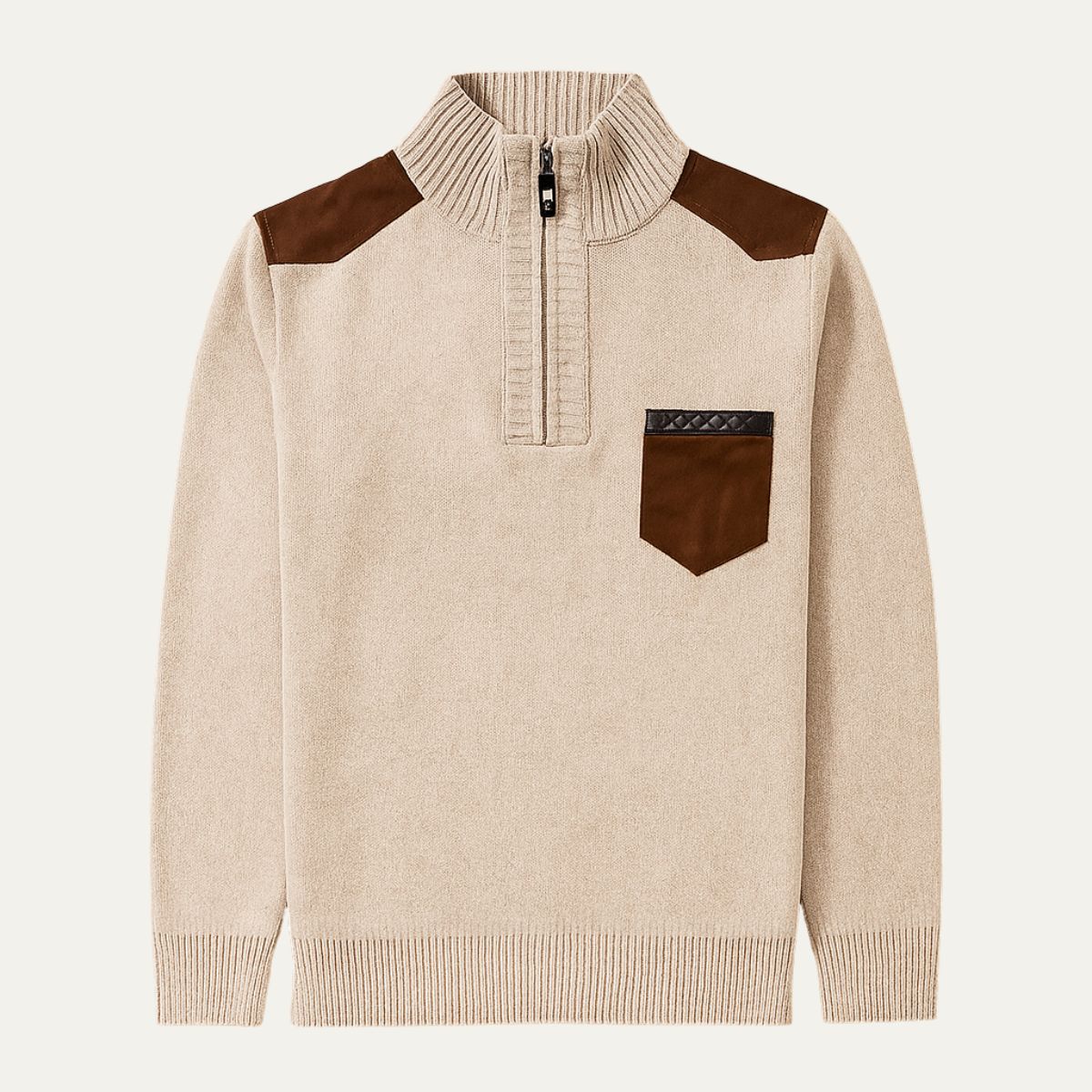 Colourful Patchwork Mens Half Zip Sweater