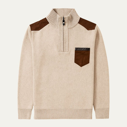 Colourful Patchwork Mens Half Zip Sweater