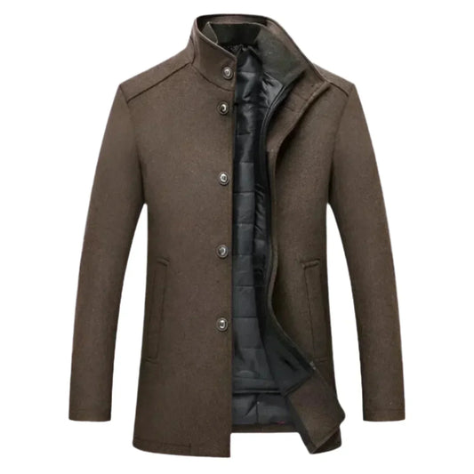 Vintage Mens Long Trench Coat with High Collar - OutfitLondon