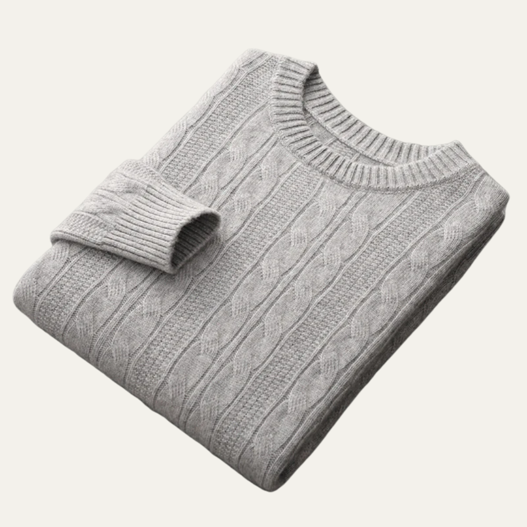 Warm Traditional Knit Crew Neck Sweater