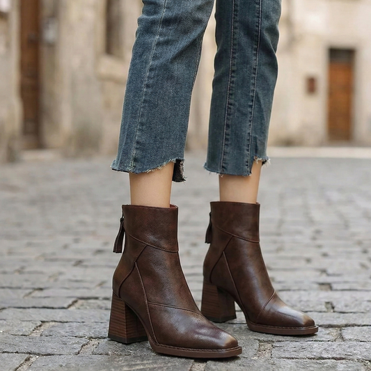Low Heel Chunky Ankle Boots for Women - OutfitLondon