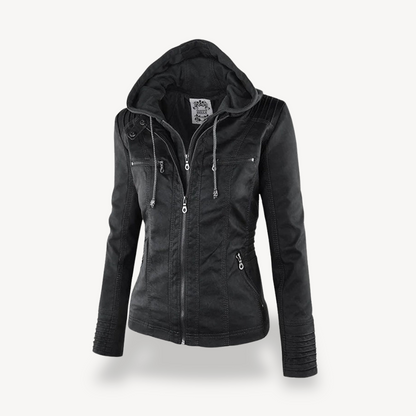Ladies' Rainproof Faux Leather Parka Coat