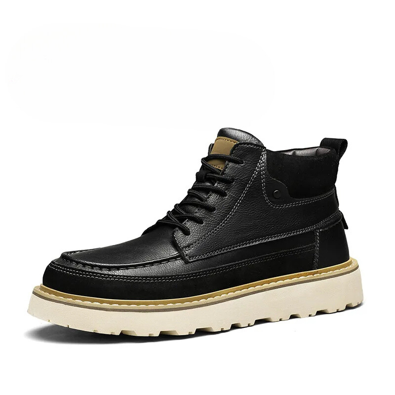 Leather Look Men's Ankle Boots Brown Vegan Style