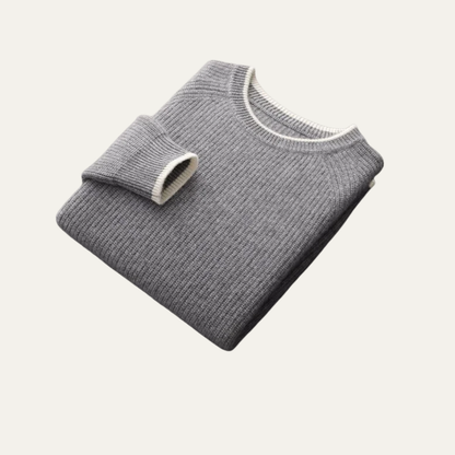 Classic Fit Crew Neck Jumper with Contrast Edging