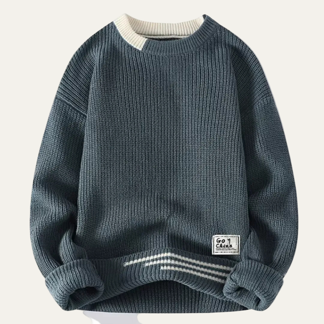Classic Fit Crew Neck Stripe Sweater