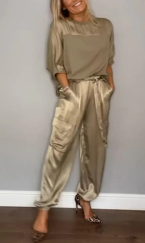 Women's 2-Piece Short Sleeve Pantsuit Set - OutfitLondon