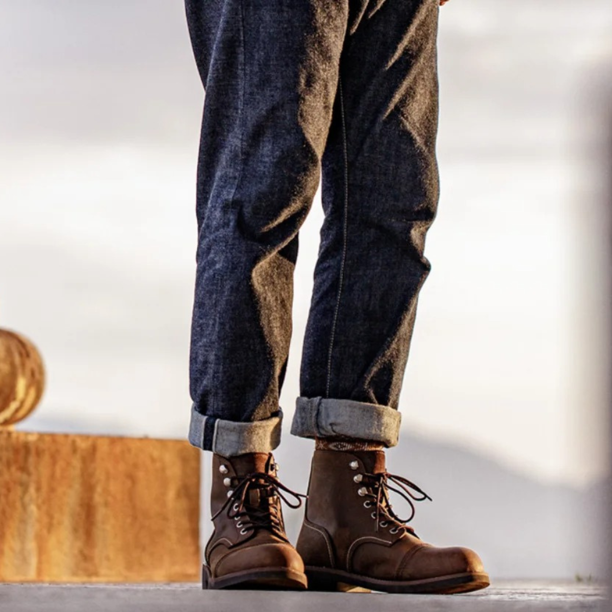 Tough Black Leather Military Boots