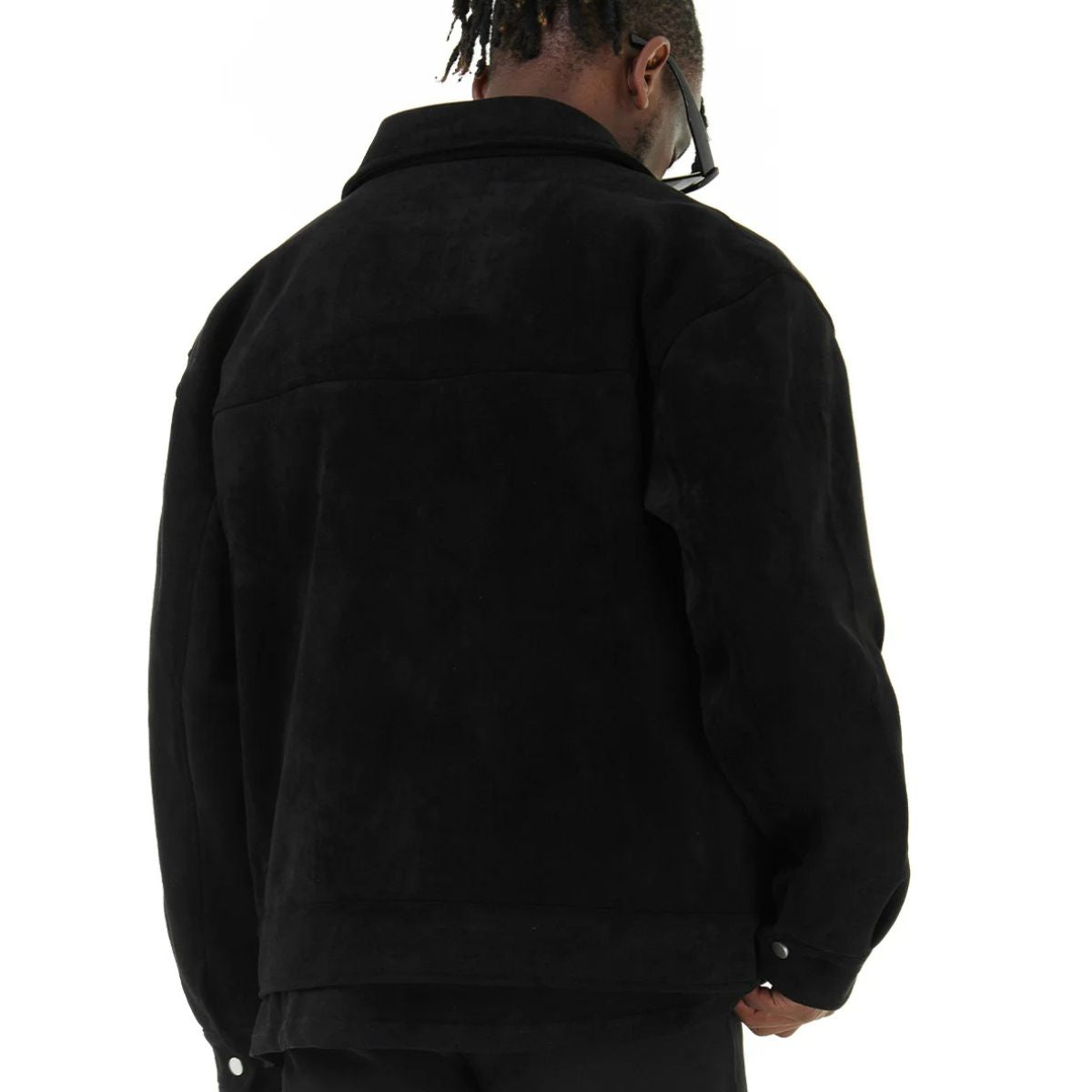 Men's Synthetic Suede Zipper Jacket with Pocket Details