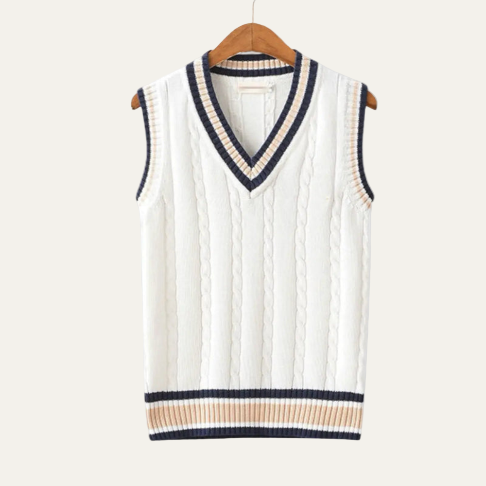Men's Knit Striped V Neck Sweater Vest