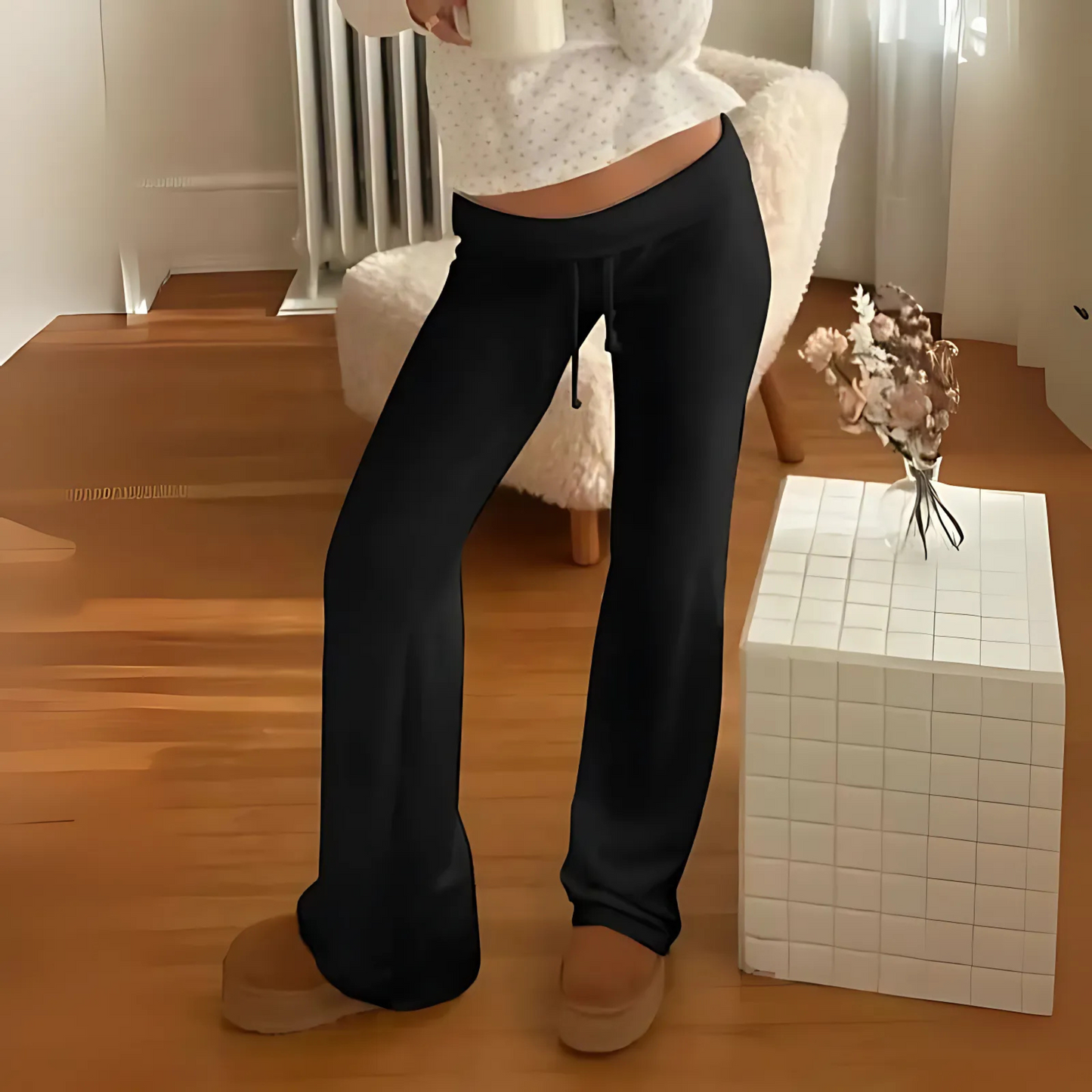 Relaxed Fit Straight Leg Cotton Pants