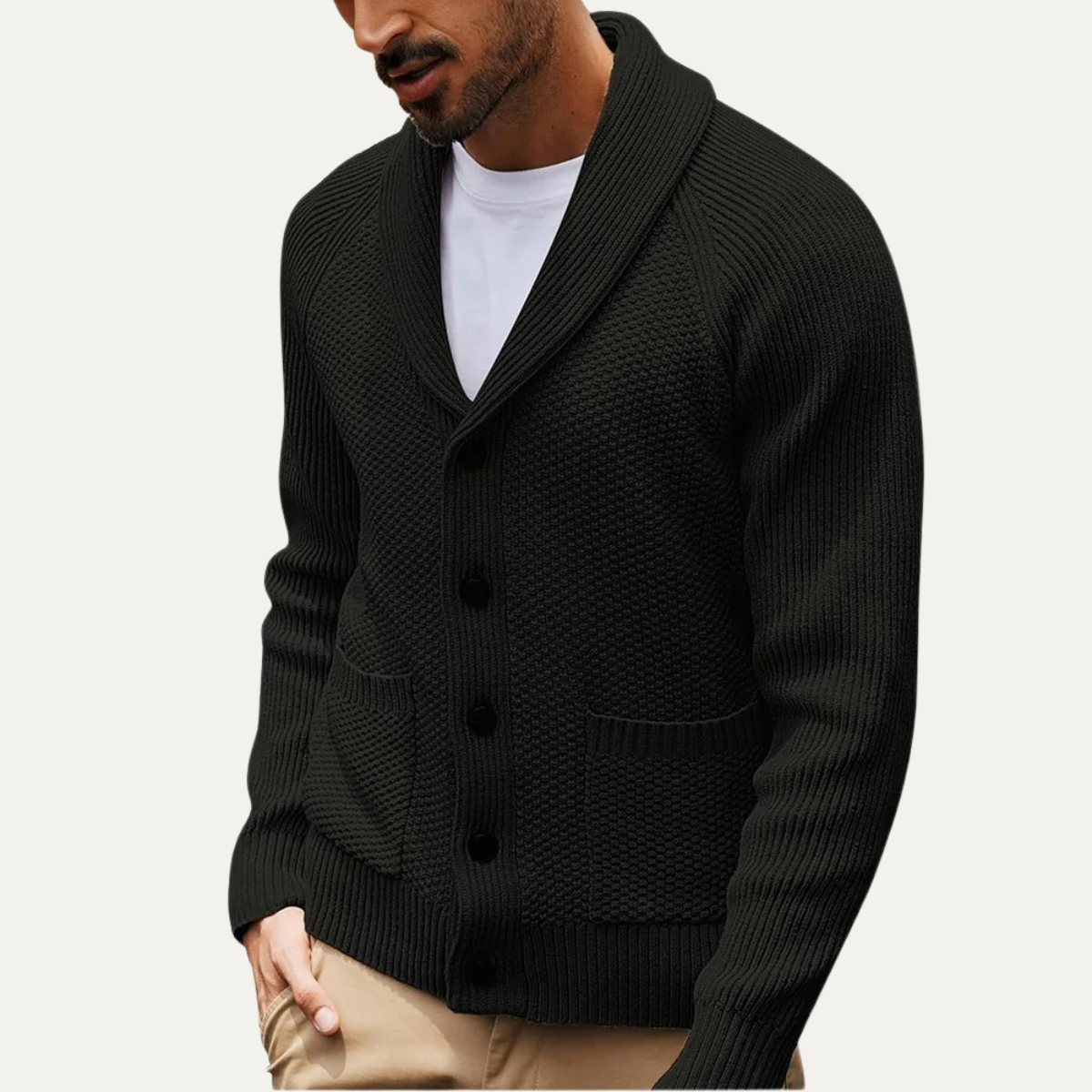 Men's Thick Cable Knit Cardigan with Pocket Detail - OutfitLondon