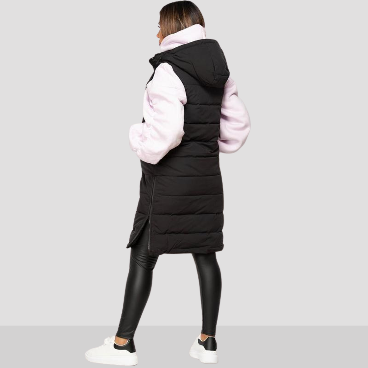 Soft Black Filled Long Hooded Puffer Jacket