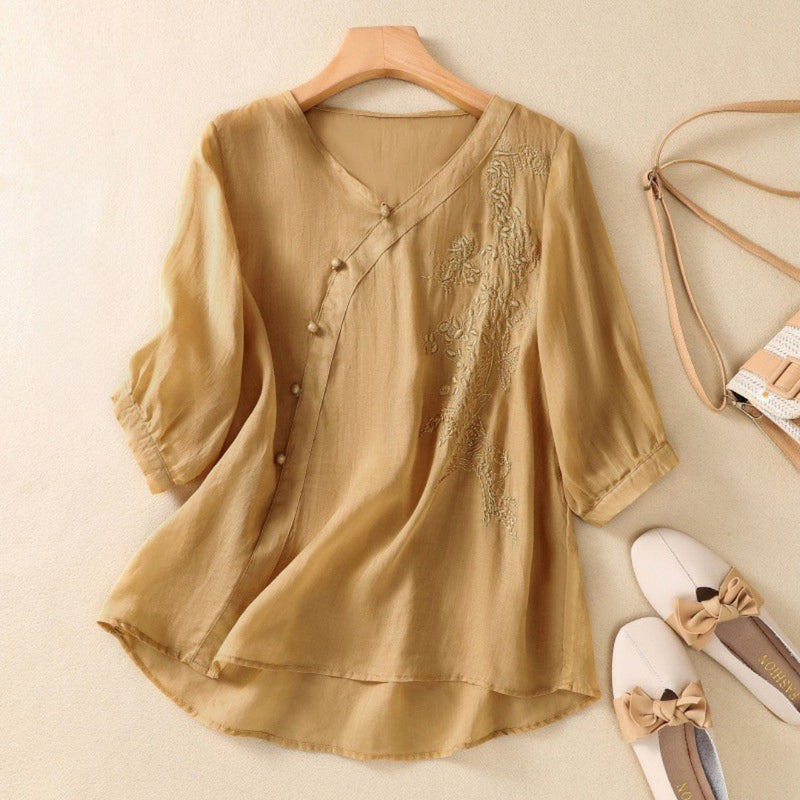 Asymmetrical Button Front Tunic Top