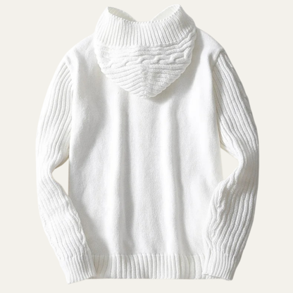 Warm Mens Cable Knit Hooded Winter Sweater