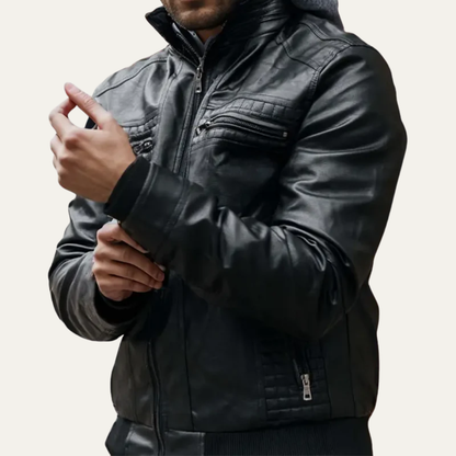Men's Synthetic Biker Style Leather Jacket