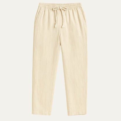 Classic Light Brown Linen Mens Pants - OutfitLondon