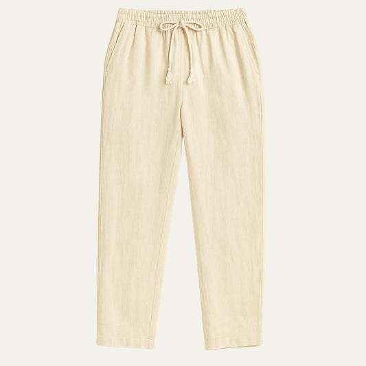 Classic Light Brown Linen Mens Pants - OutfitLondon
