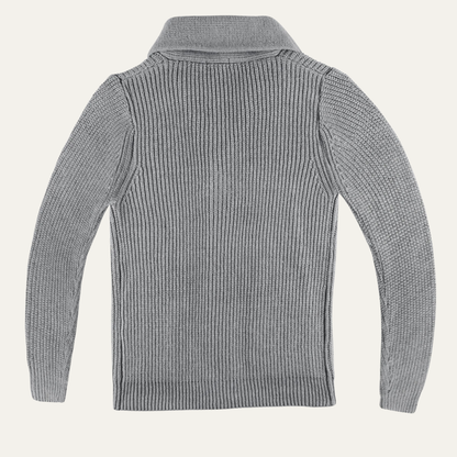 Thick Knit Crew Neck Mens Cardigan Sweater