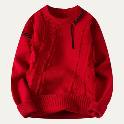 Rugged Edge Crew Neck Knit Sweater
