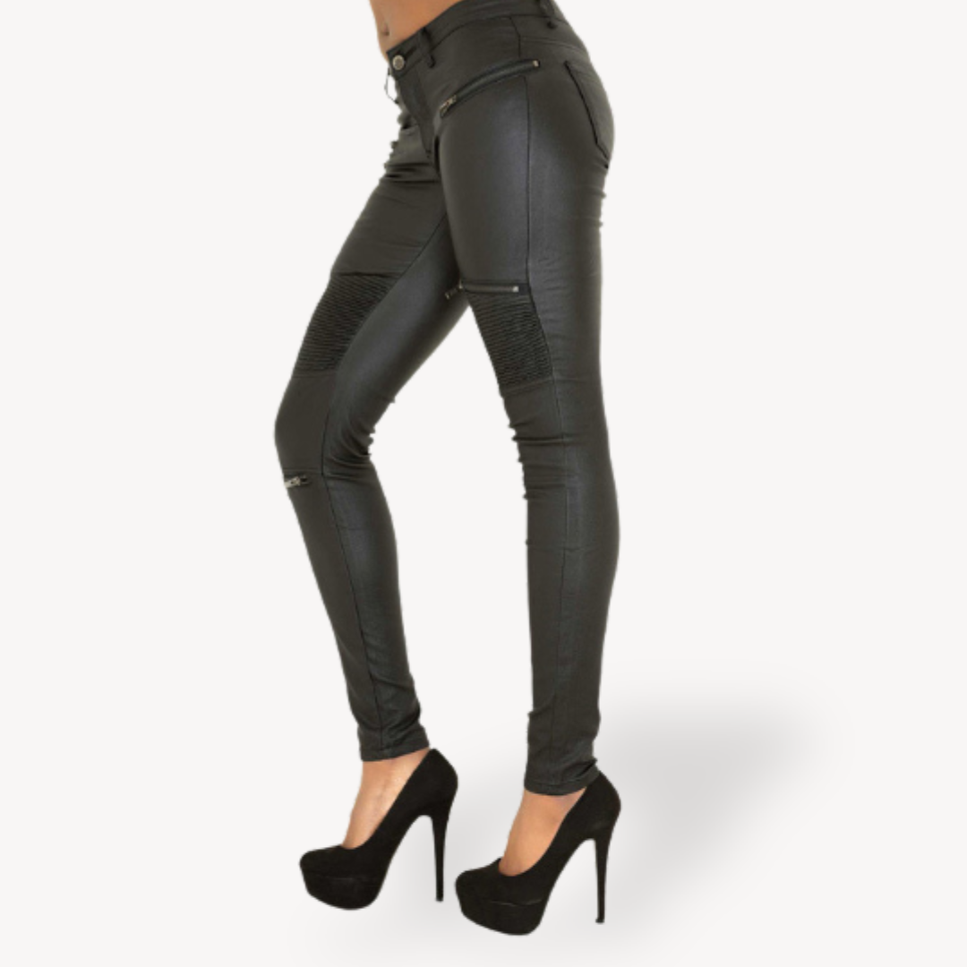 Vegan Leather Biker Pants for Women