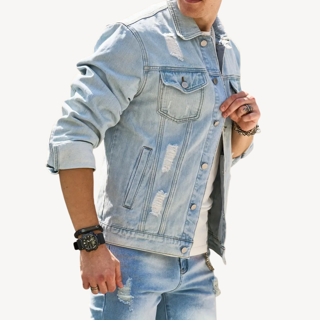 Faded Casual Jeans Jacket for Men