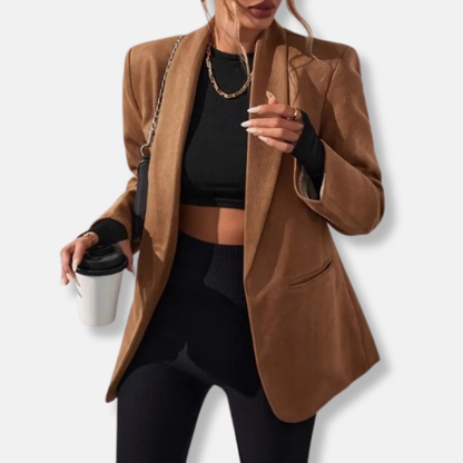 Relaxed Fit Long Open Front Women's Blazer