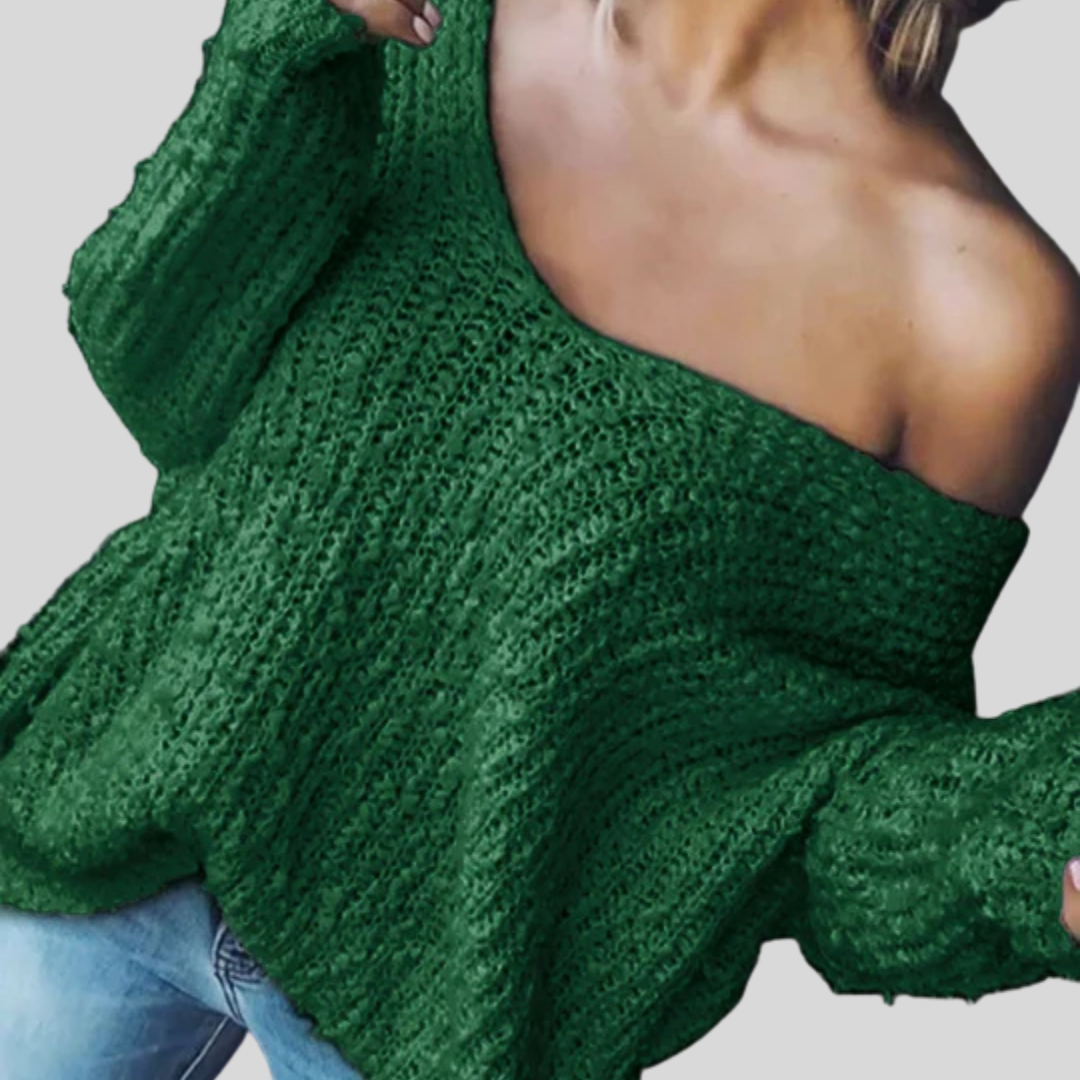 Soft Relaxed Fit Crew Neck Long Sweater