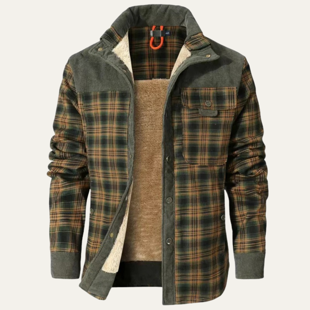 Warm Plaid Flannel Shirt Jacket for Men