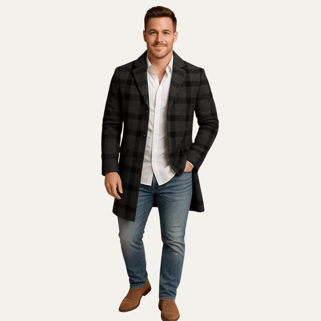 Classic Fit Plaid Overcoat