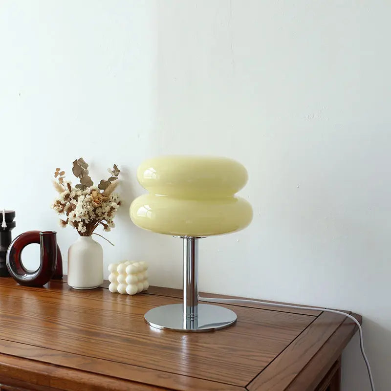 Modern Glass LED Desk Lamp with Sculpted Shade