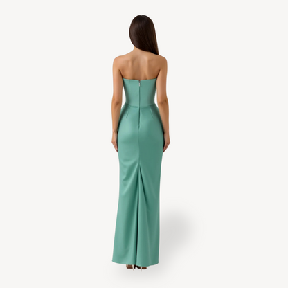 Elegant Sleeveless Silk Floor Length Evening Dress