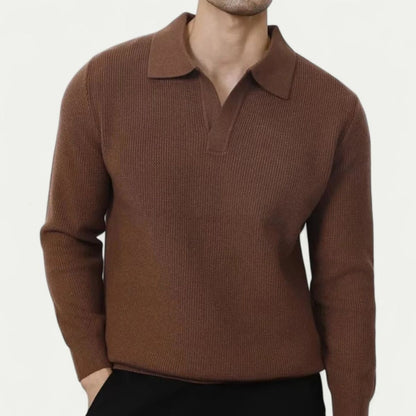 Classic Crew Neck Mens Knitted Polo Sweater
