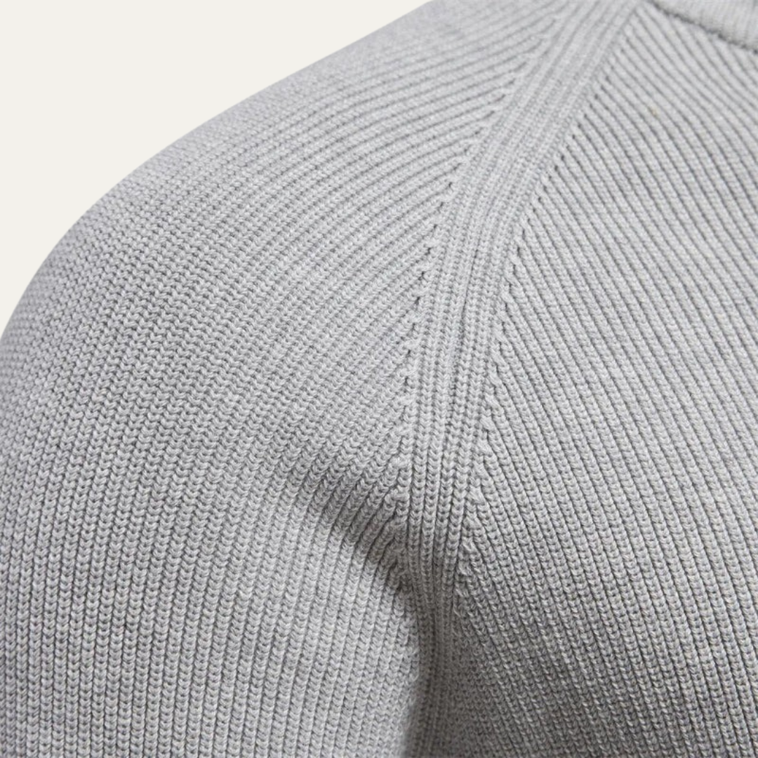 Men's Textured Crew Neck Quarter Zip Sweater