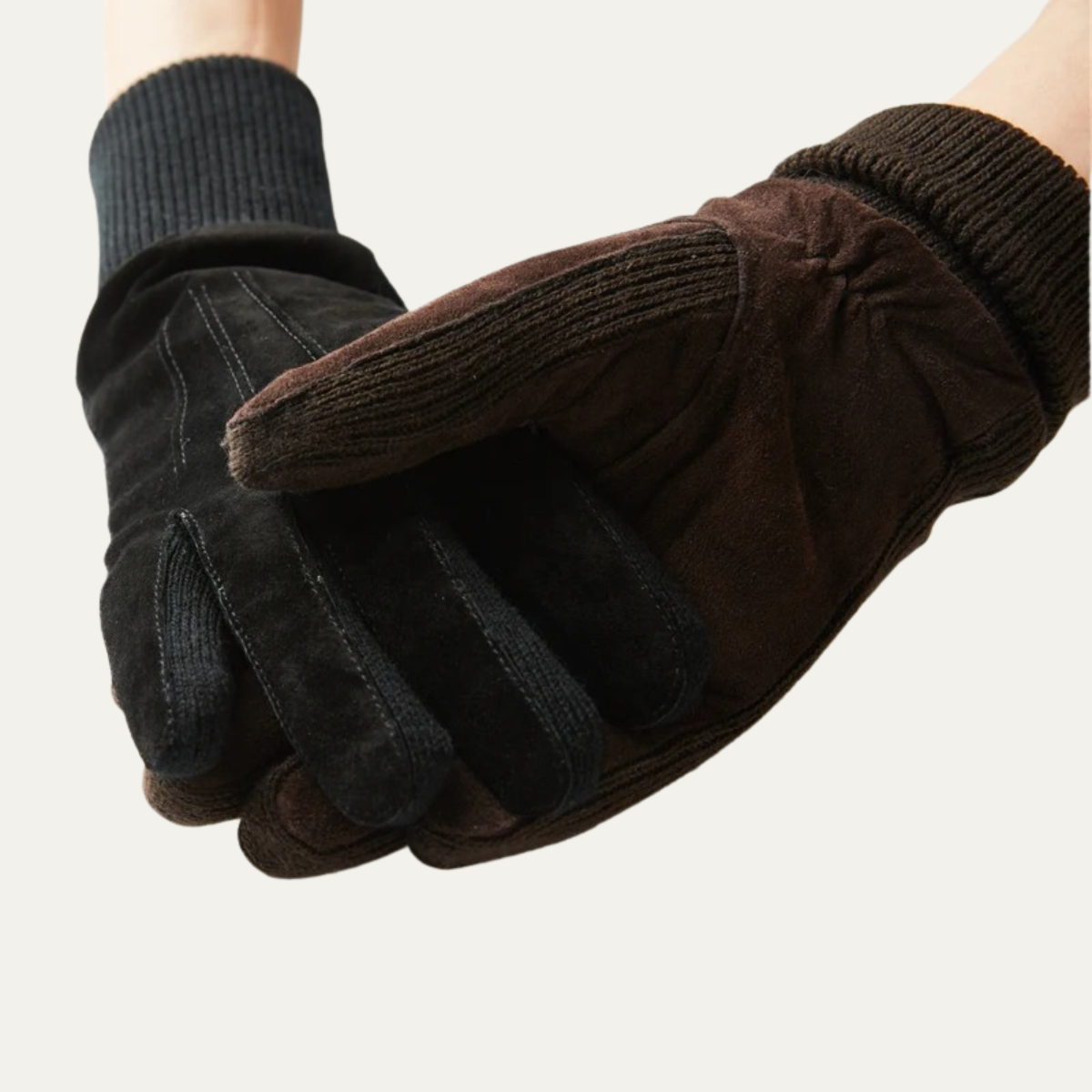 Warm Men's Suede Gloves with Fleece Lining