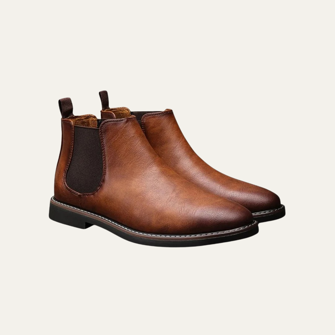Men's Brown Faux Leather Chelsea Ankle Boot
