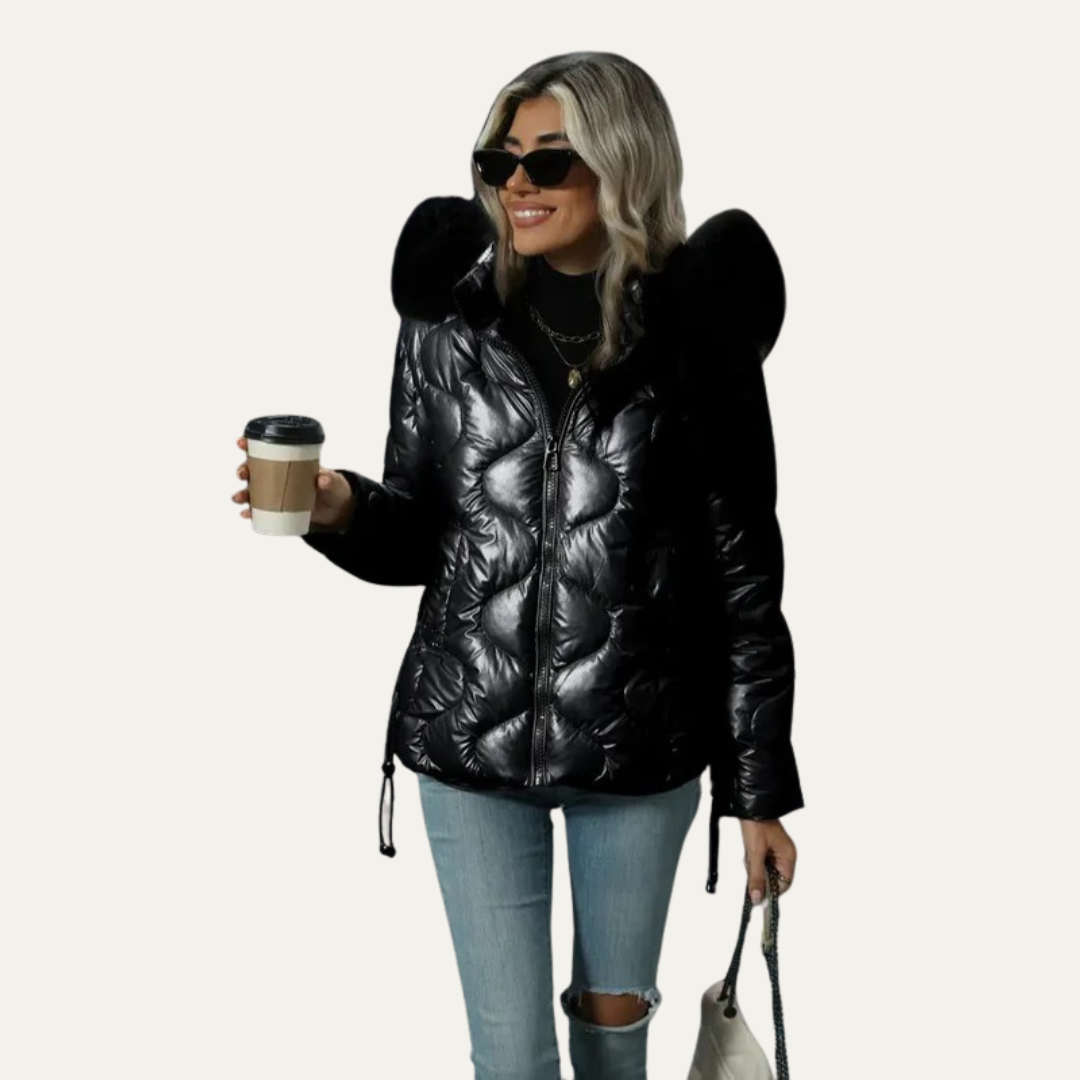 Shiny Insulated Puffer Coat for Women