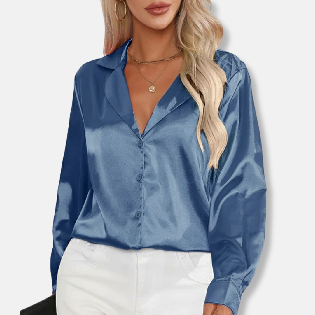 Soft Satin Casual Collar Blouse