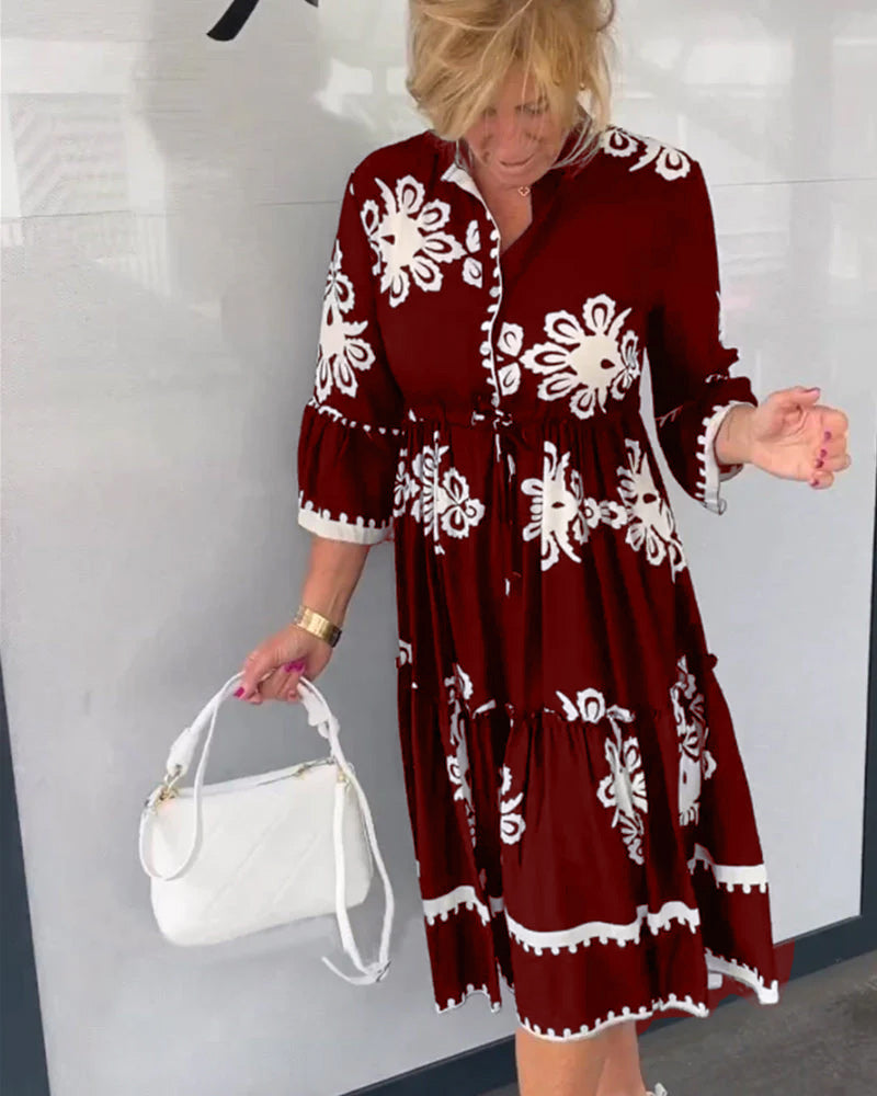 Beautiful Women's Floral Short Sleeve Midi Dress