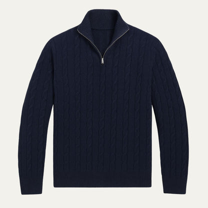 Classic Cable Knit Men's Zip Sweater - OutfitLondon