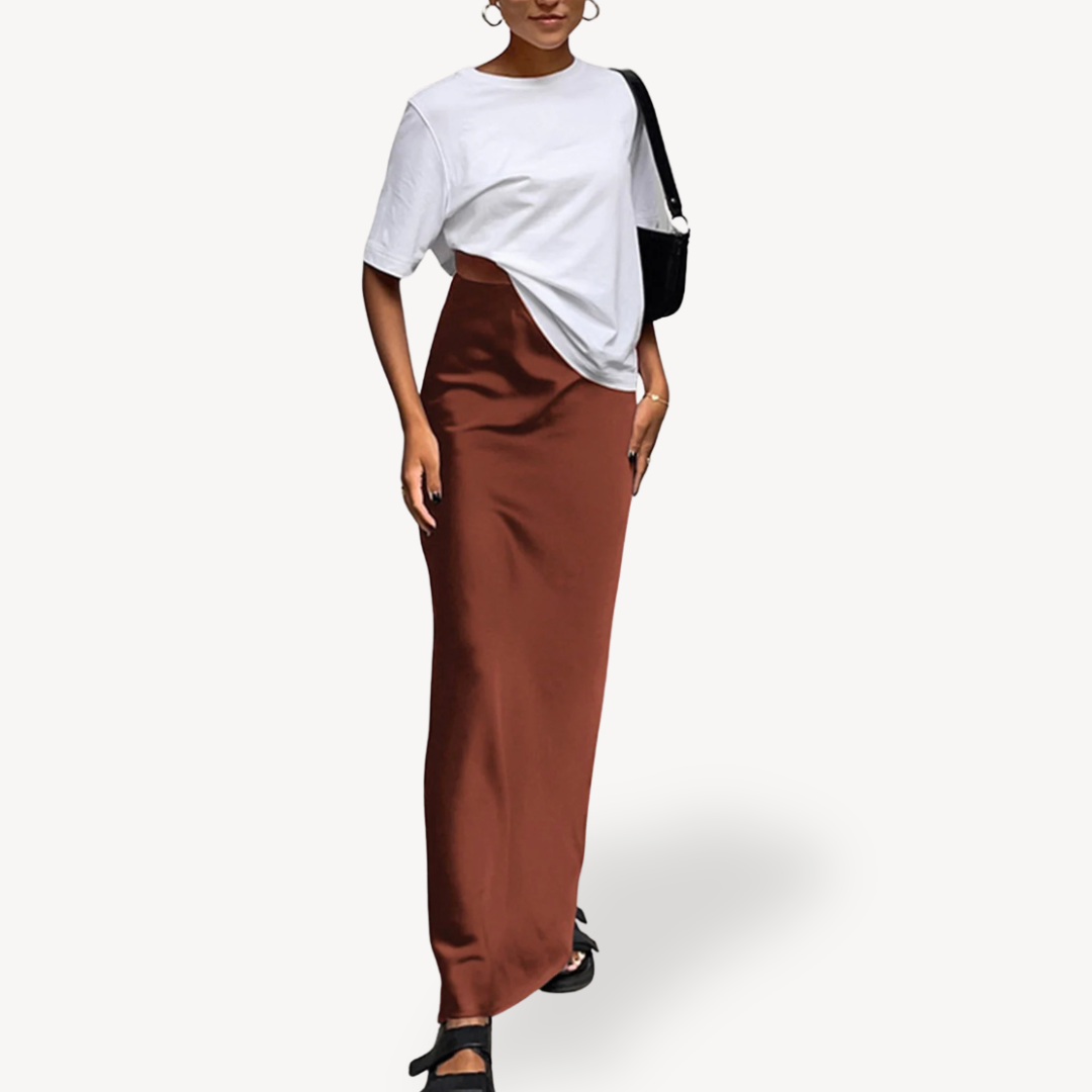 Long Elegant Satin Skirt