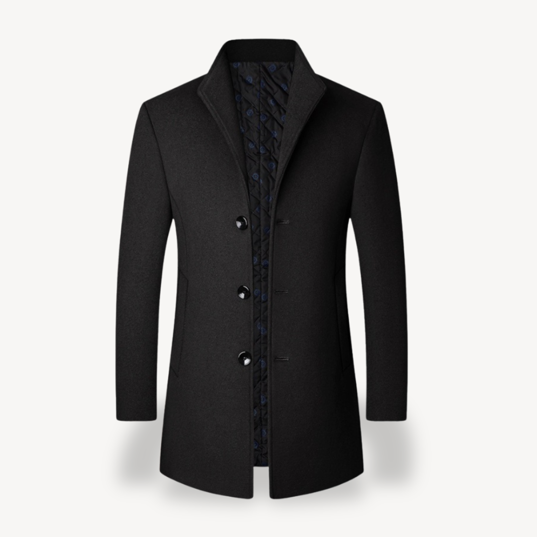 Classic Charcoal Wool Men's Coat