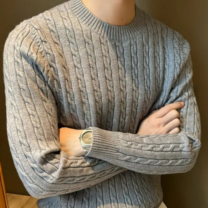 Soft Grey Men's Merino Wool Crew Neck Sweater