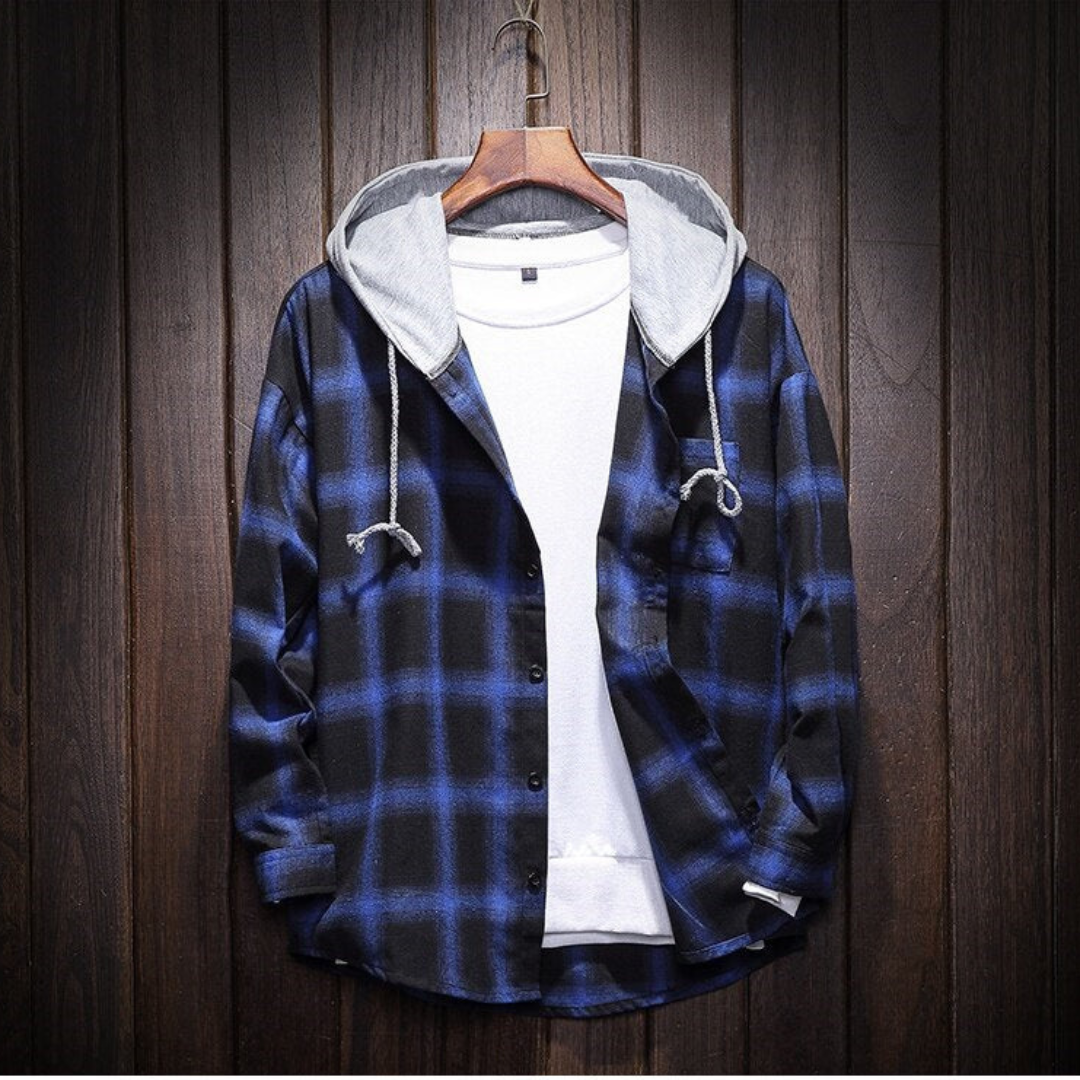 Warm Hooded Plaid Shirt Jacket