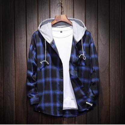 Warm Hooded Plaid Shirt Jacket