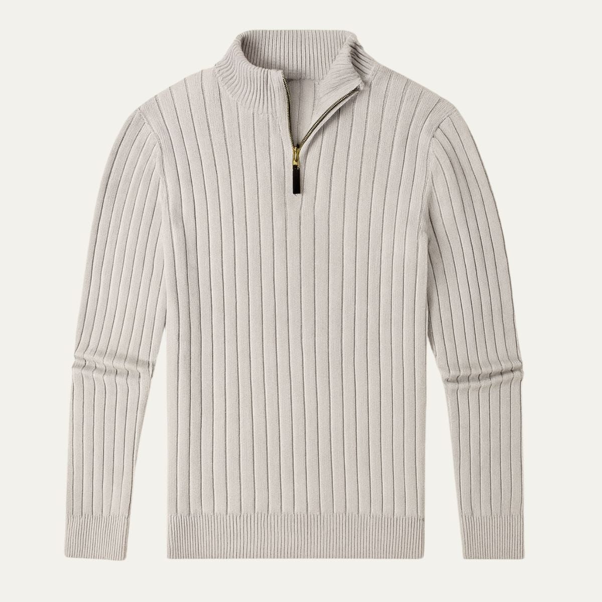 Men's Textured Quarter Zip Crew Neck Sweater - OutfitLondon
